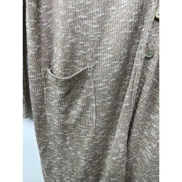 Maurices Women's Cardigan Beige Brown Pockets Ribbed Lagenlook Cottage Grandpa L - Picture 3 of 12